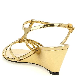 Gold Calfskin Wedge Sandals