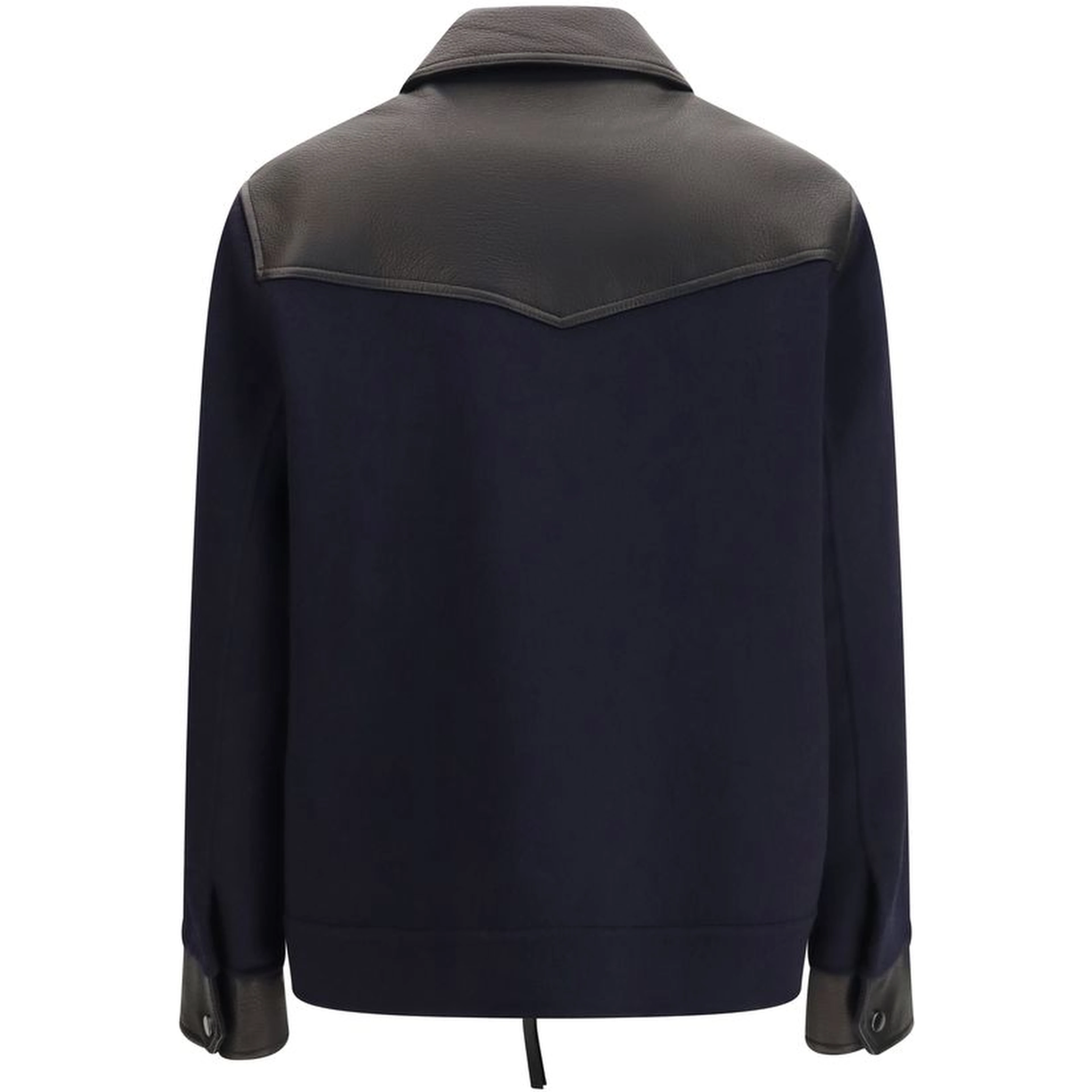 Blue Wool Oves Aries Leather Jacket