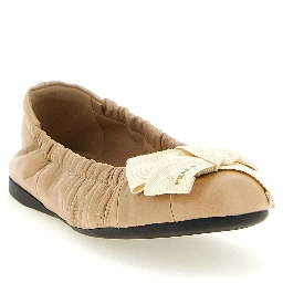 Beige Calfskin Ballet Flats