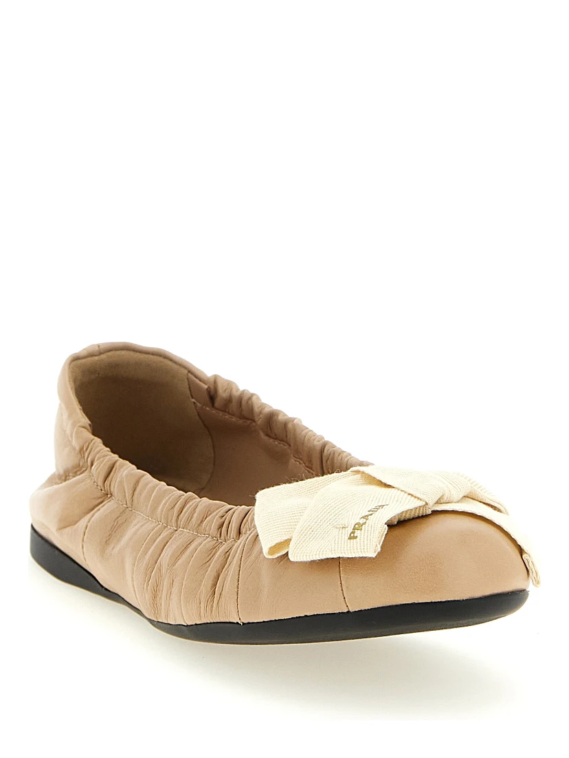 Beige Calfskin Ballet Flats