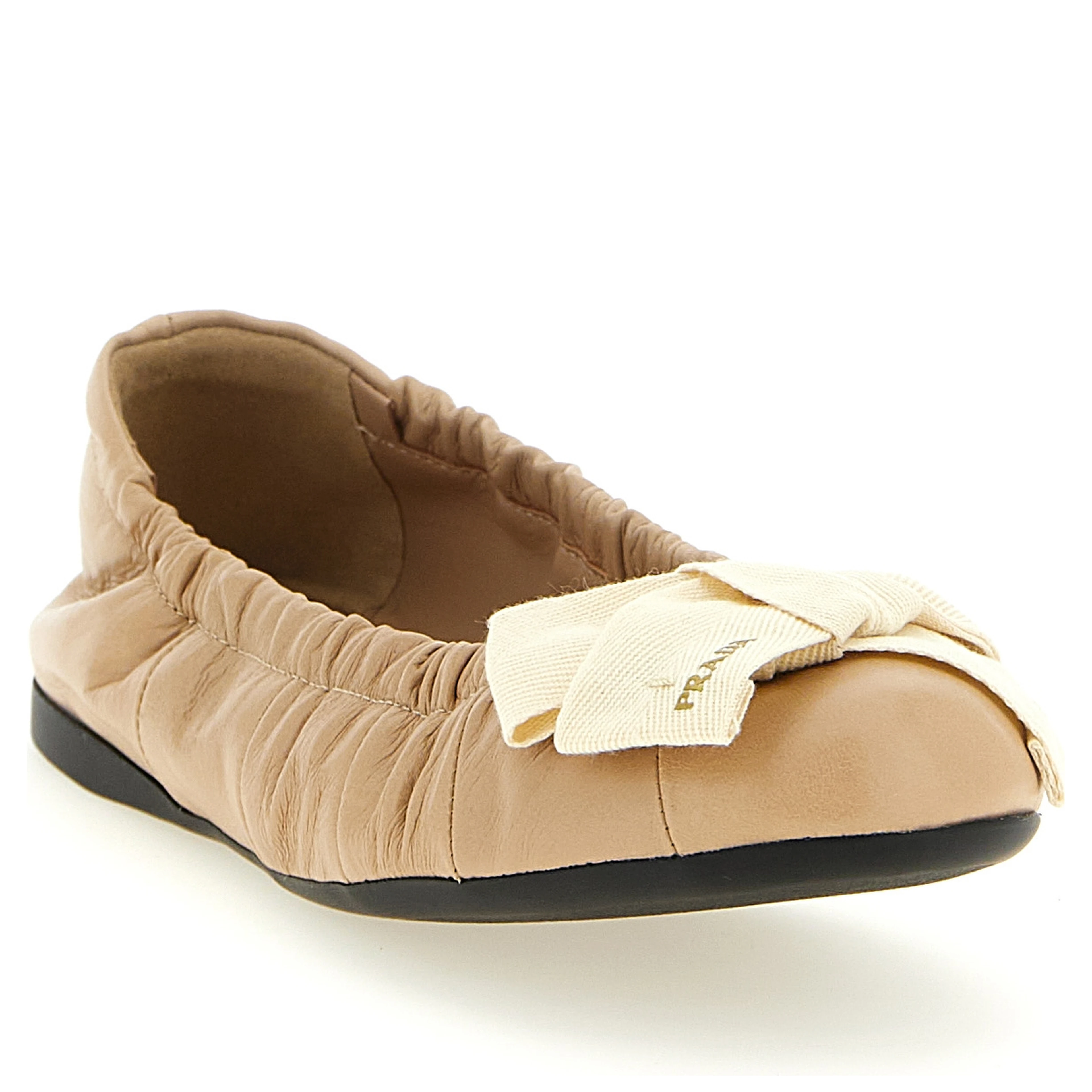 Beige Calfskin Ballet Flats