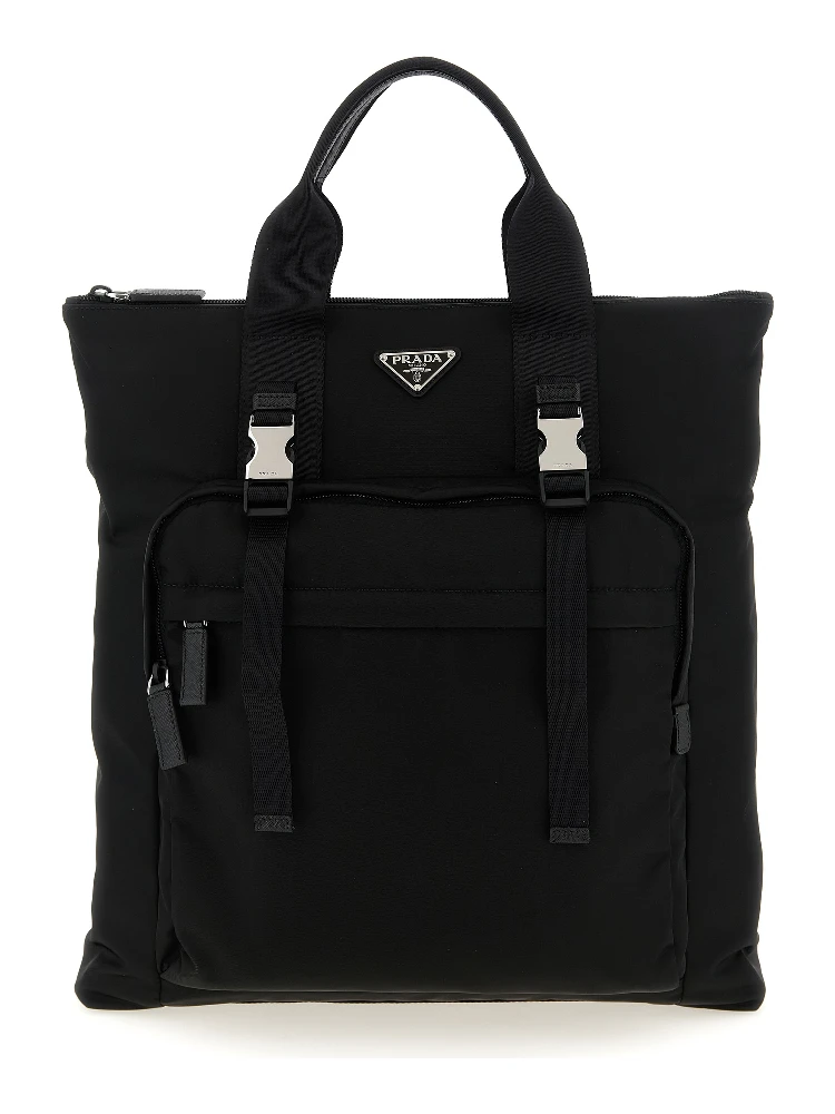 Black Recycled Polyamide Tote Bag