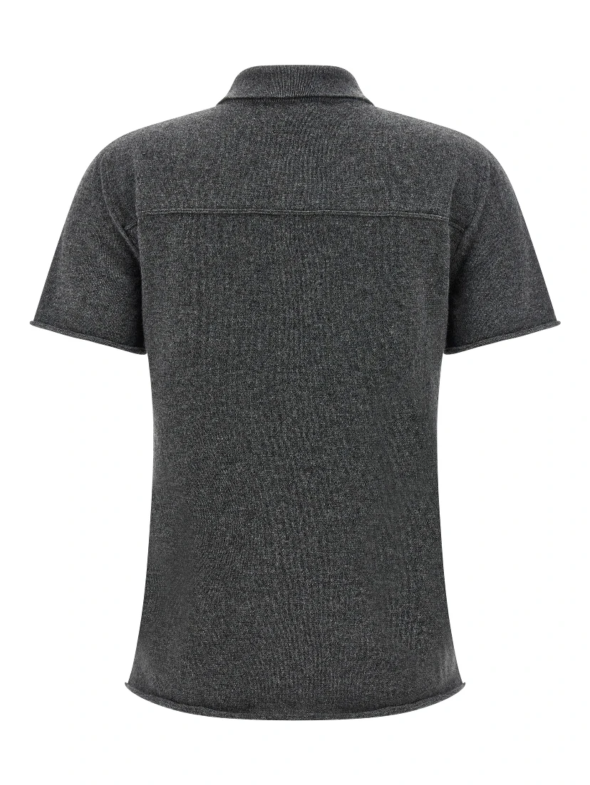 Gray Cashmere Polo Shirt