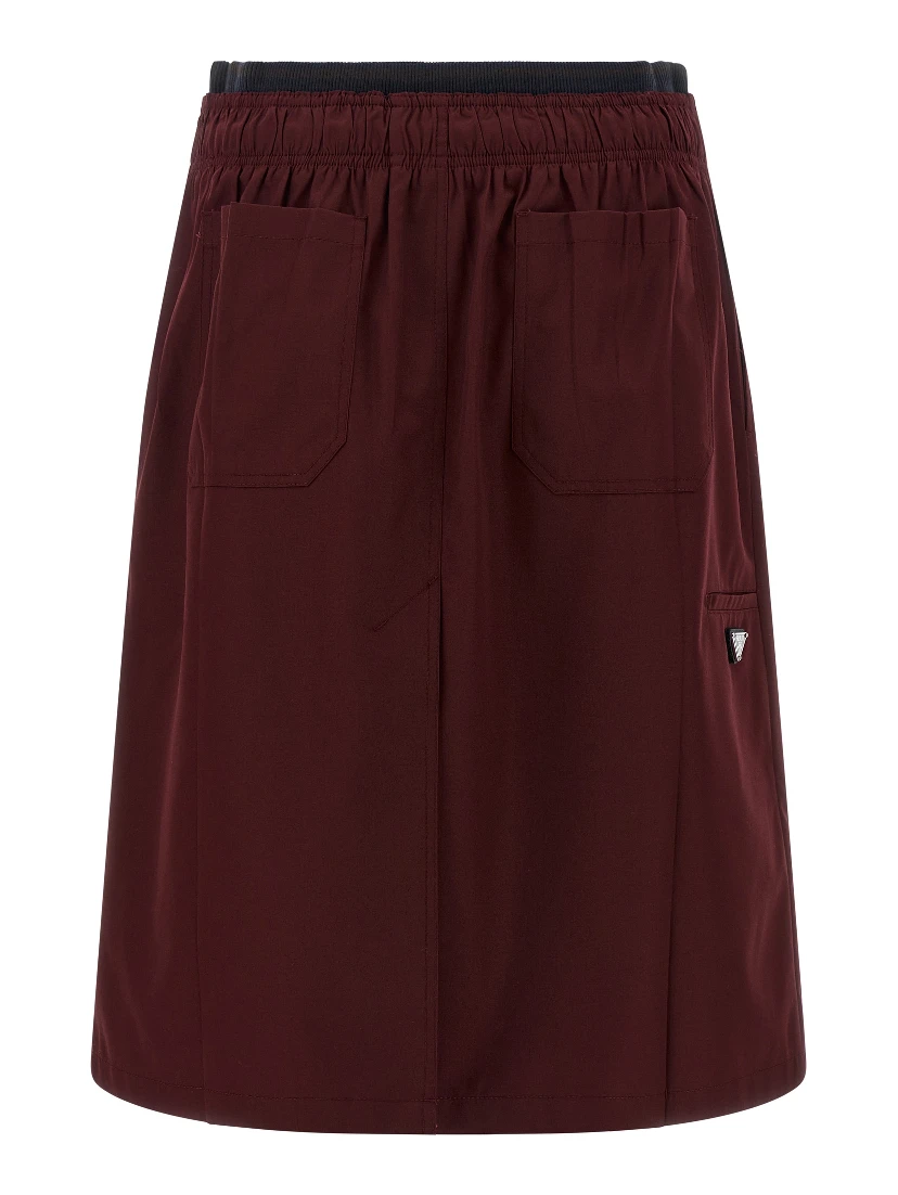 Bordeaux Polyester Midi Skirt