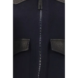 Blue Wool Oves Aries Leather Jacket