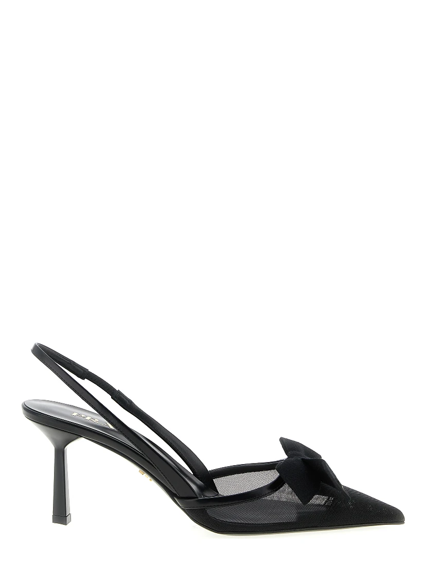 Black Polyamide Mid Heel Pumps