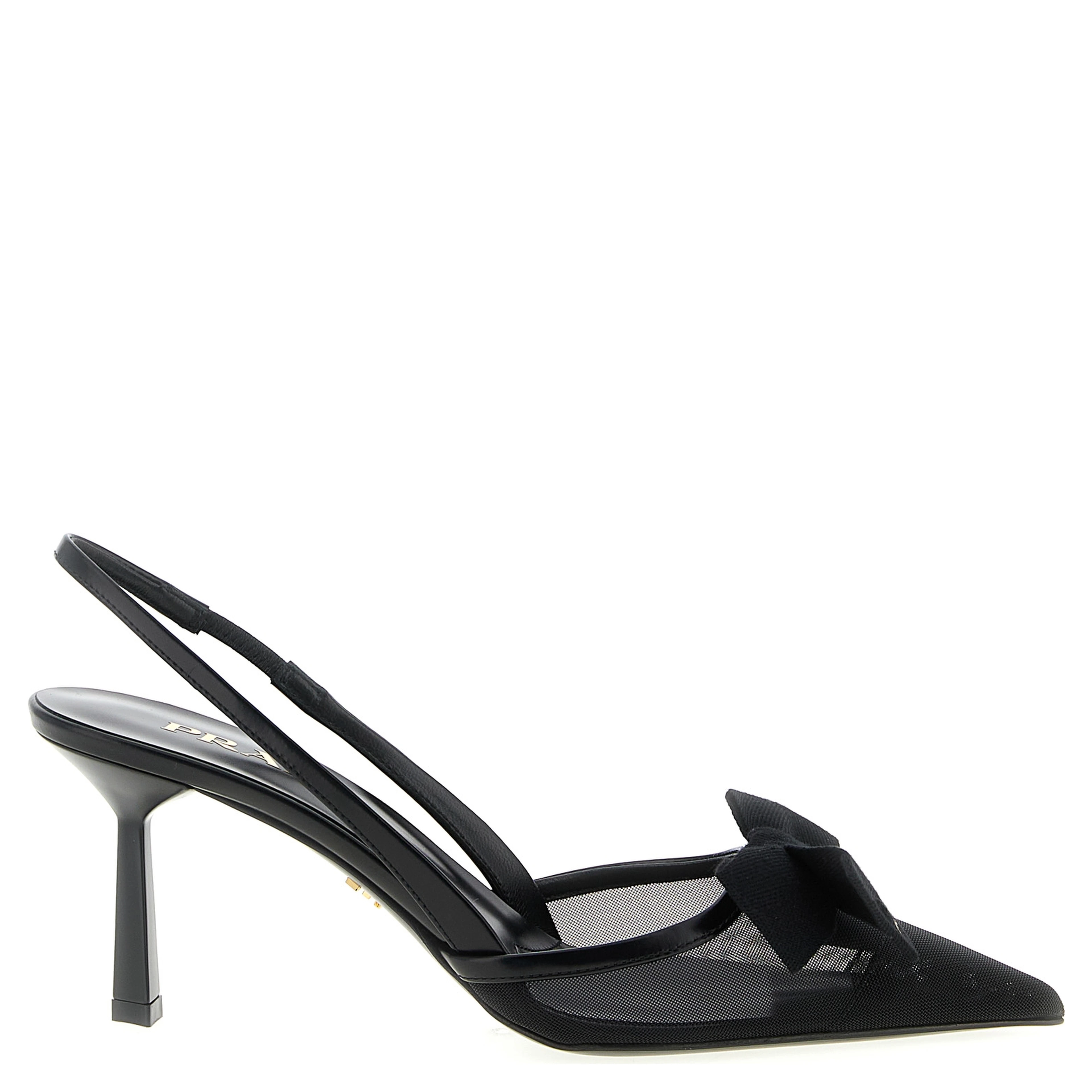 Black Polyamide Mid Heel Pumps