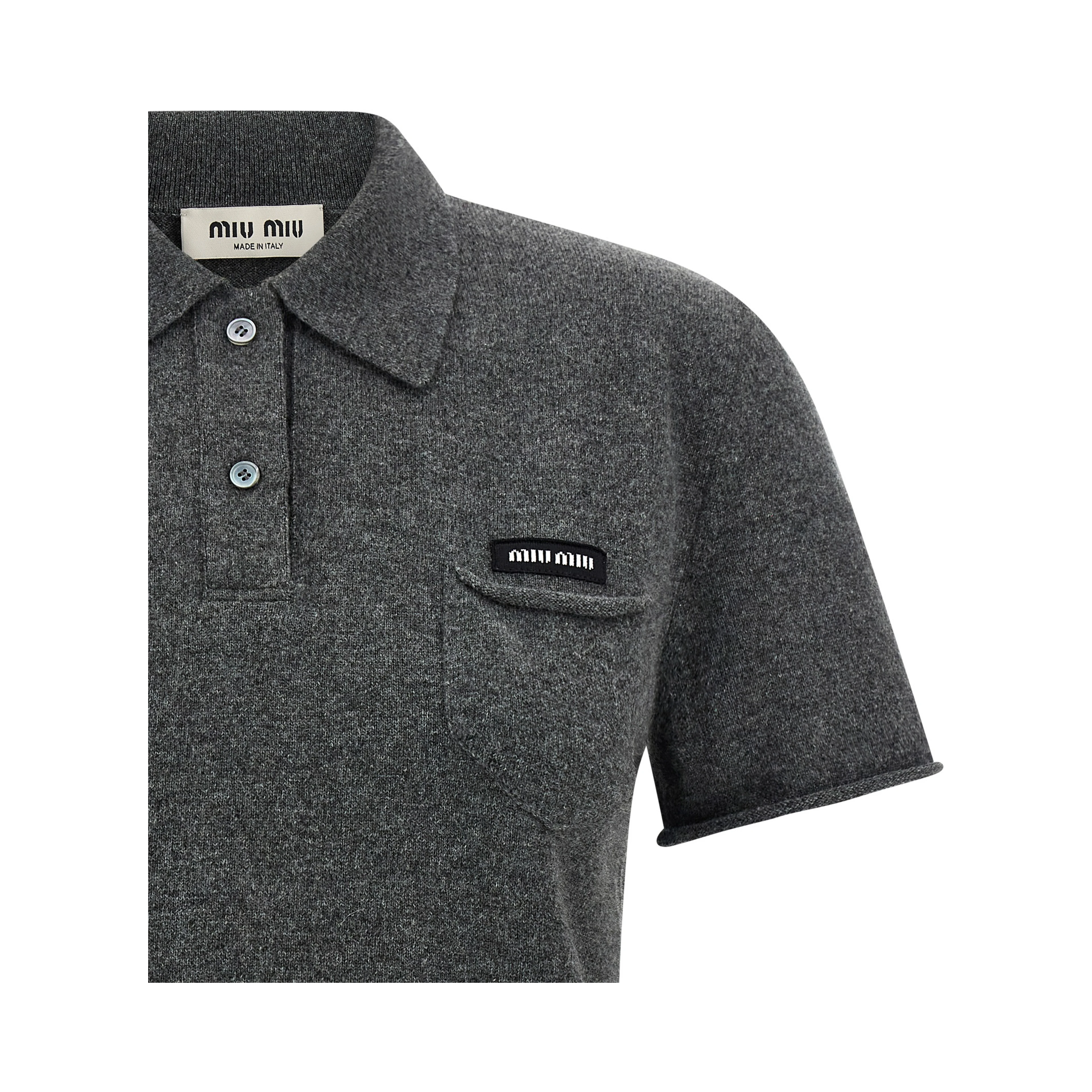 Gray Cashmere Polo Shirt