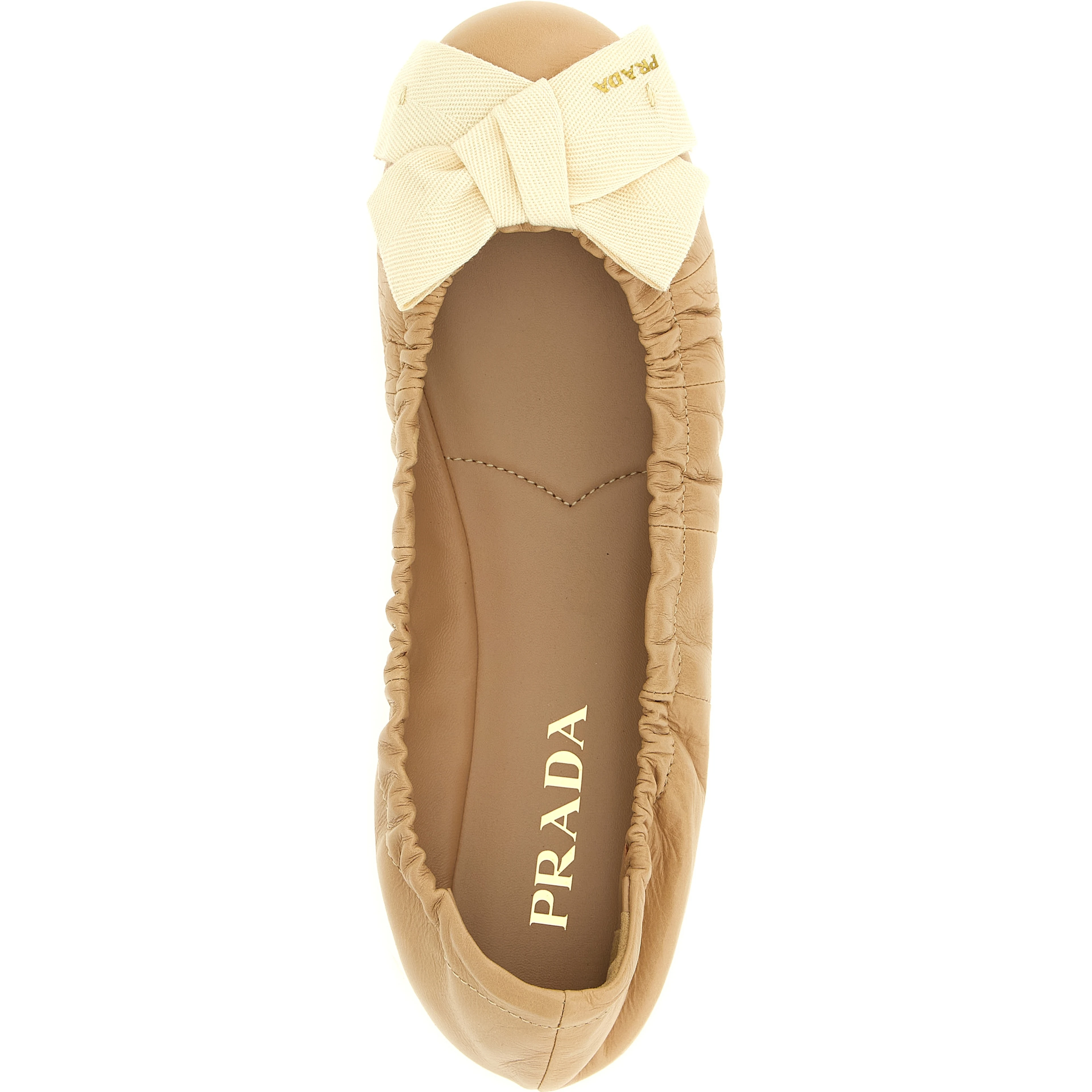Beige Calfskin Ballet Flats