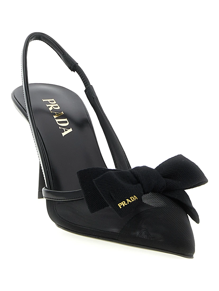 Black Polyamide Mid Heel Pumps