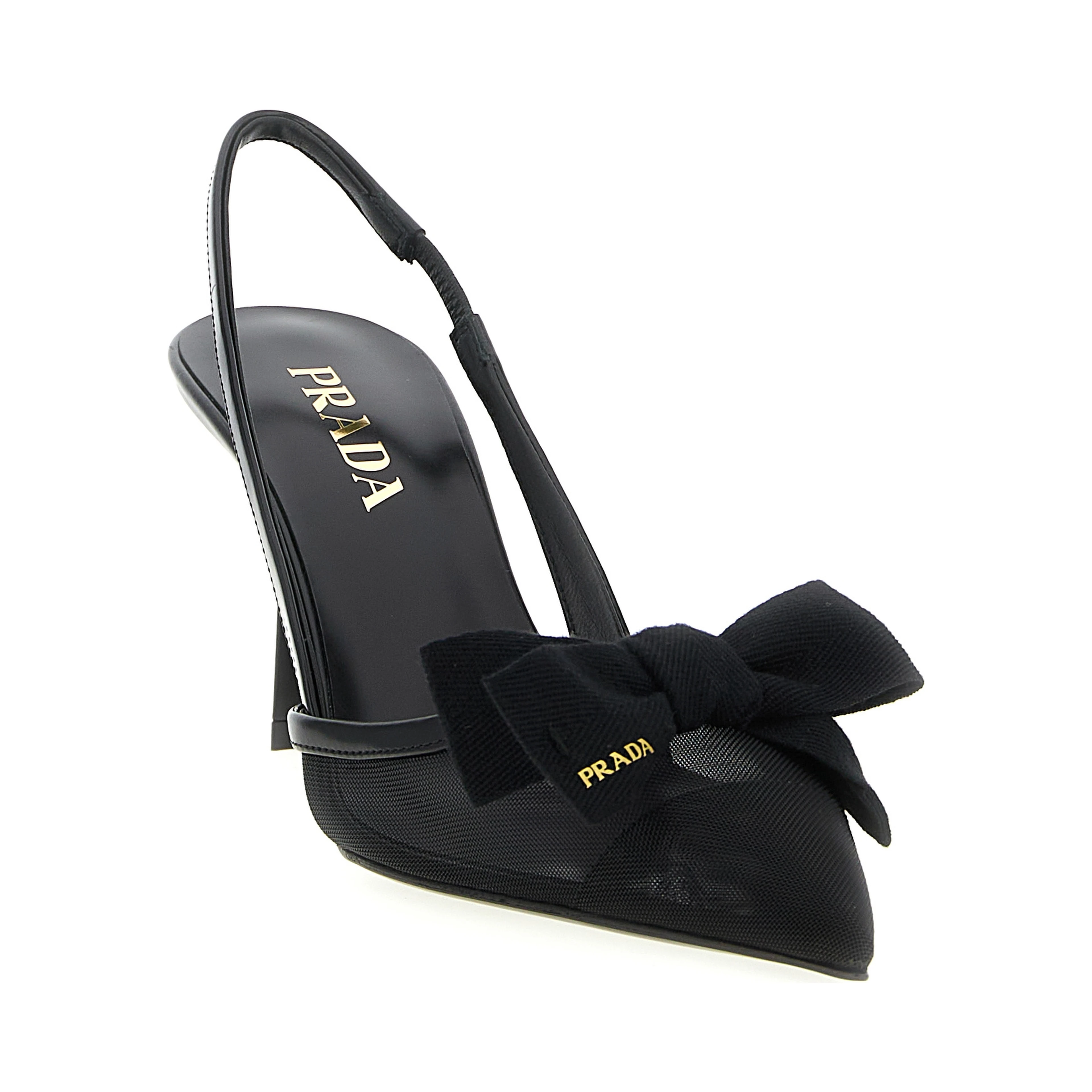 Black Polyamide Mid Heel Pumps