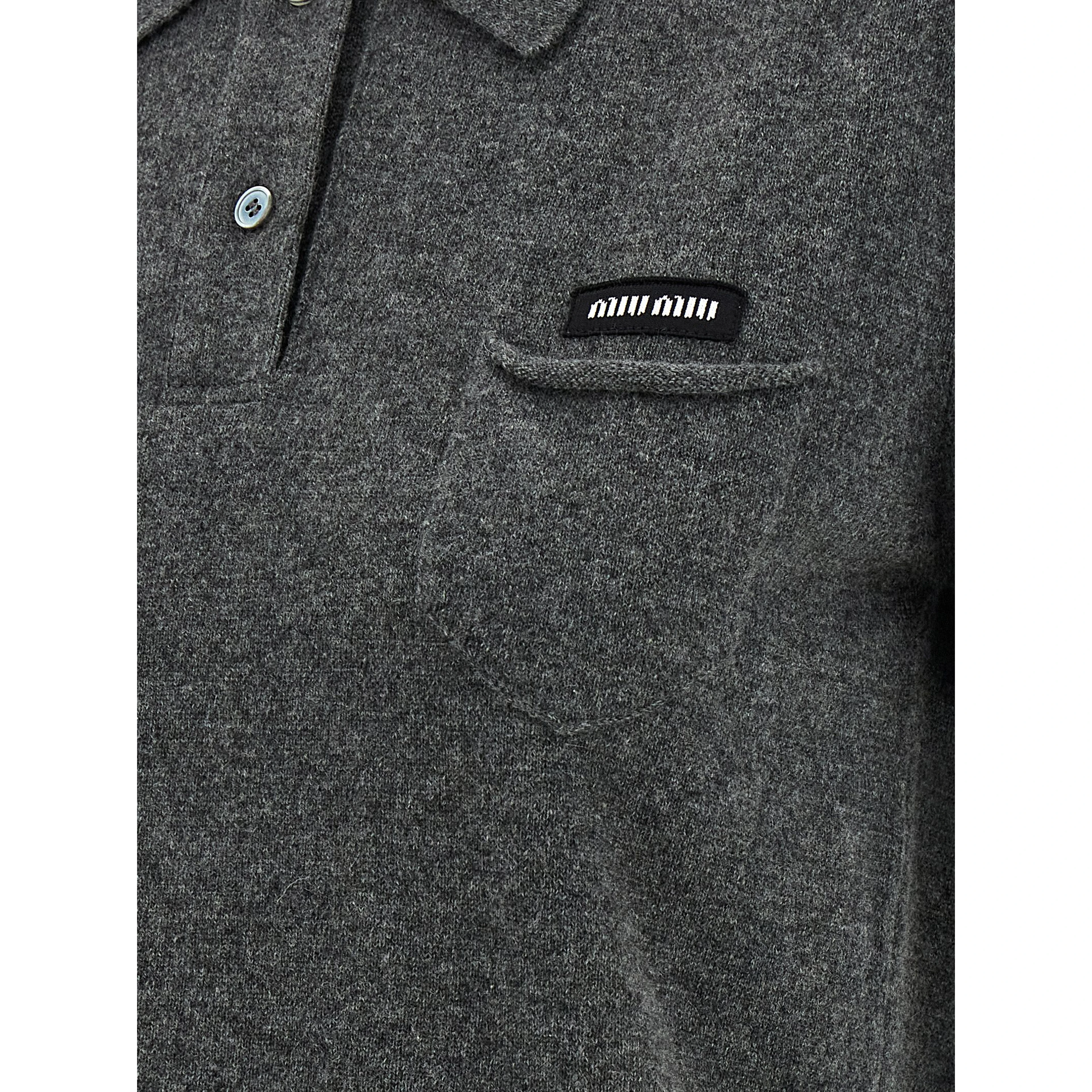 Gray Cashmere Polo Shirt