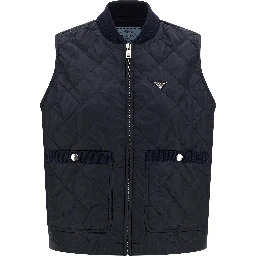 Blue Recycled Polyamide Sleeveless Jacket