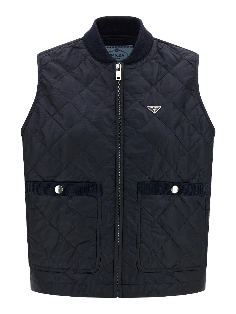 Blue Recycled Polyamide Sleeveless Jacket
