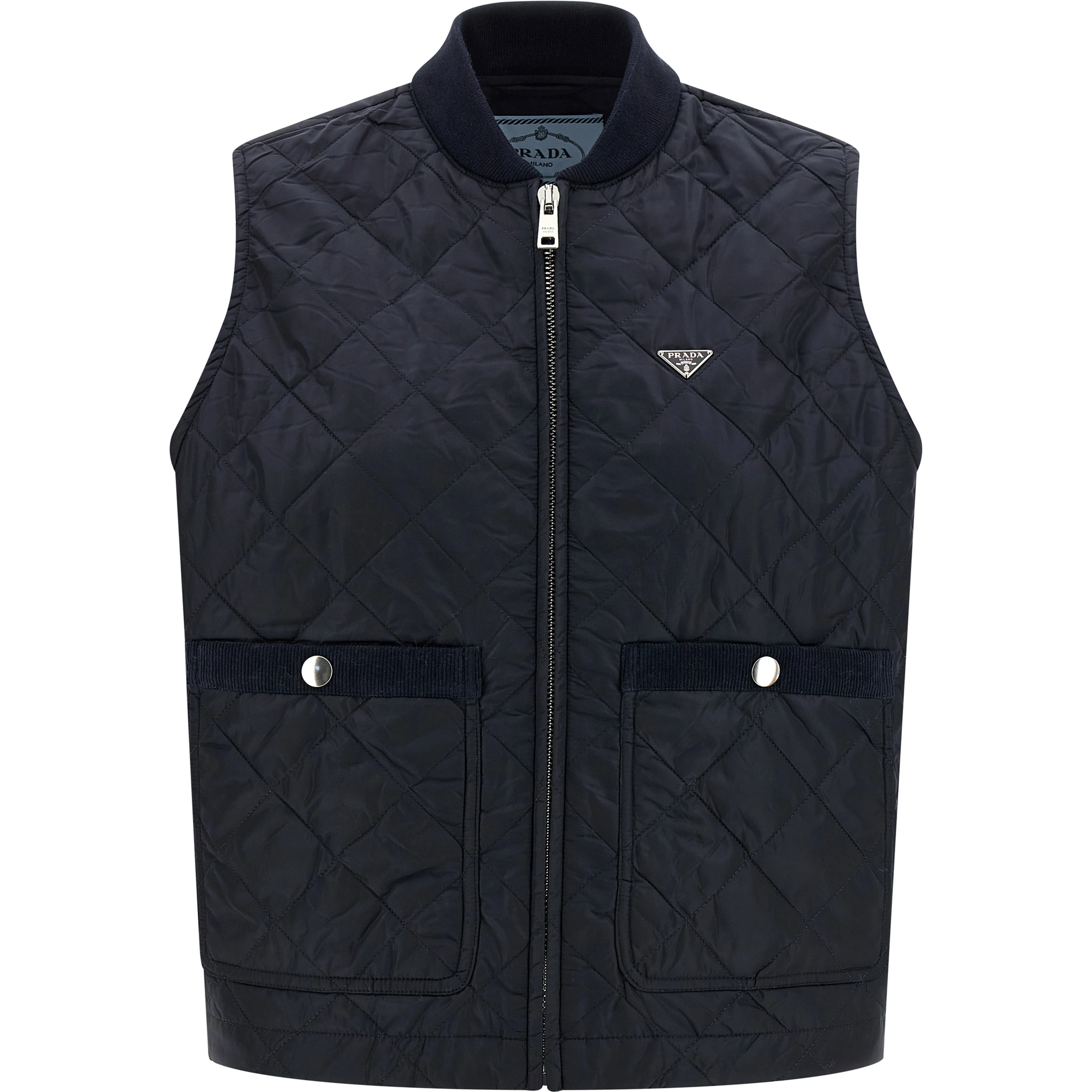 Blue Recycled Polyamide Sleeveless Jacket