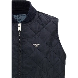 Blue Recycled Polyamide Sleeveless Jacket