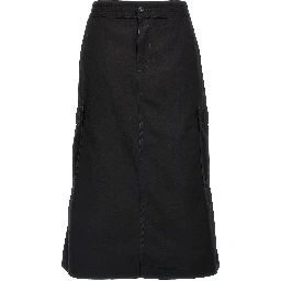 Black Cotton Midi Skirt