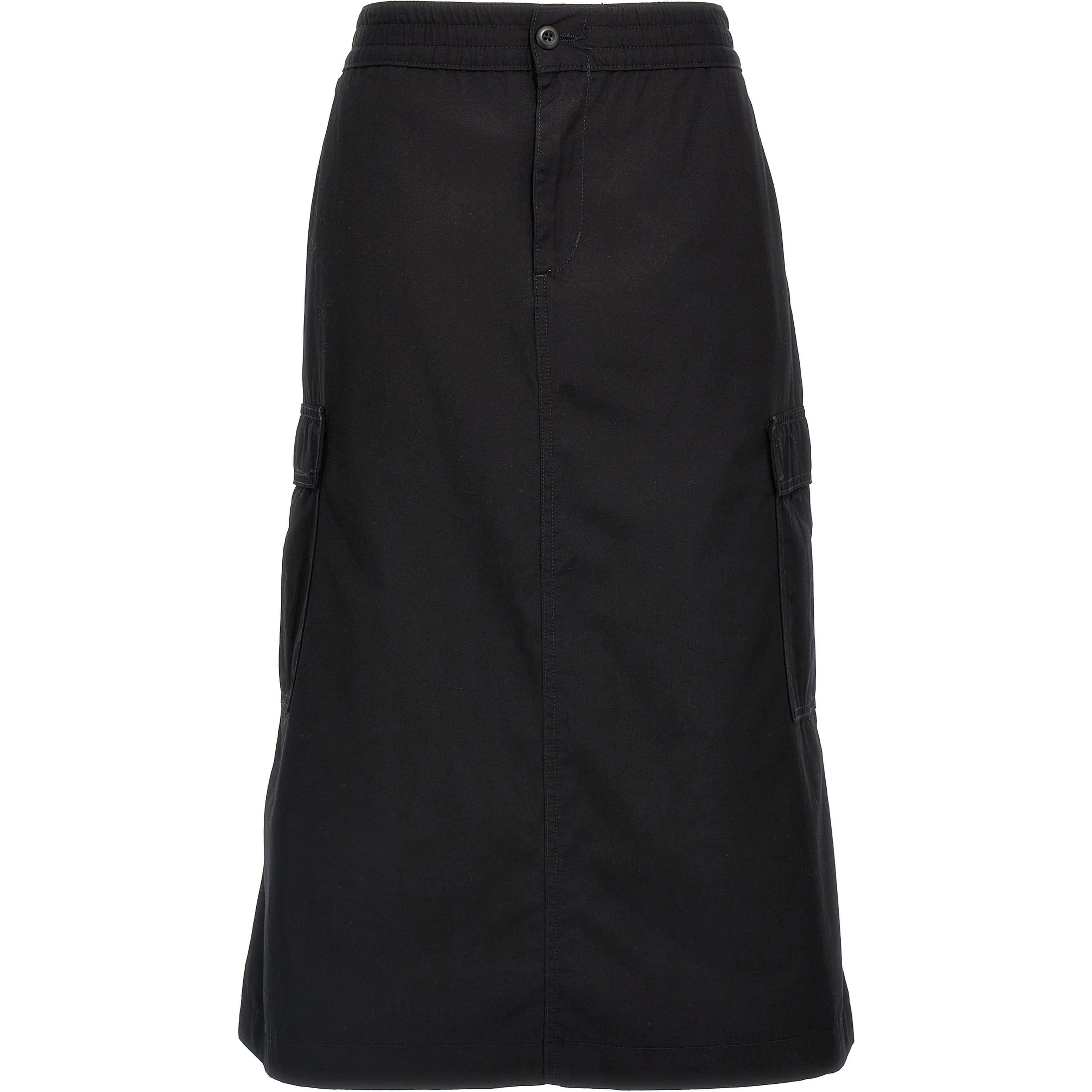 Black Cotton Midi Skirt
