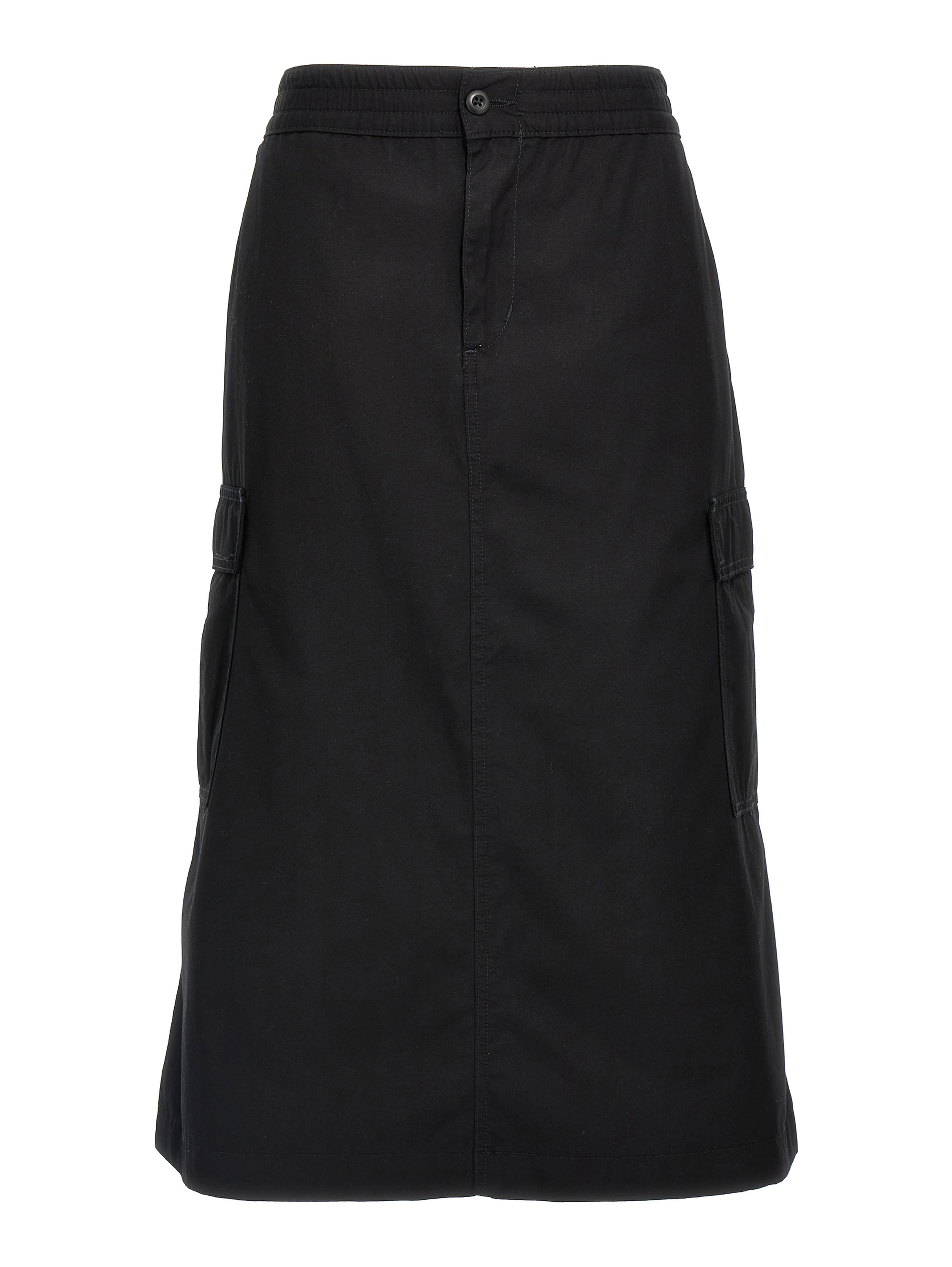 Black Cotton Midi Skirt