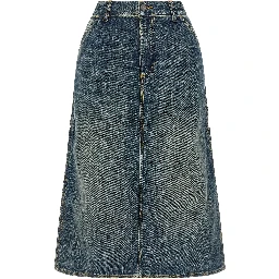 Blue Cotton Midi Skirt
