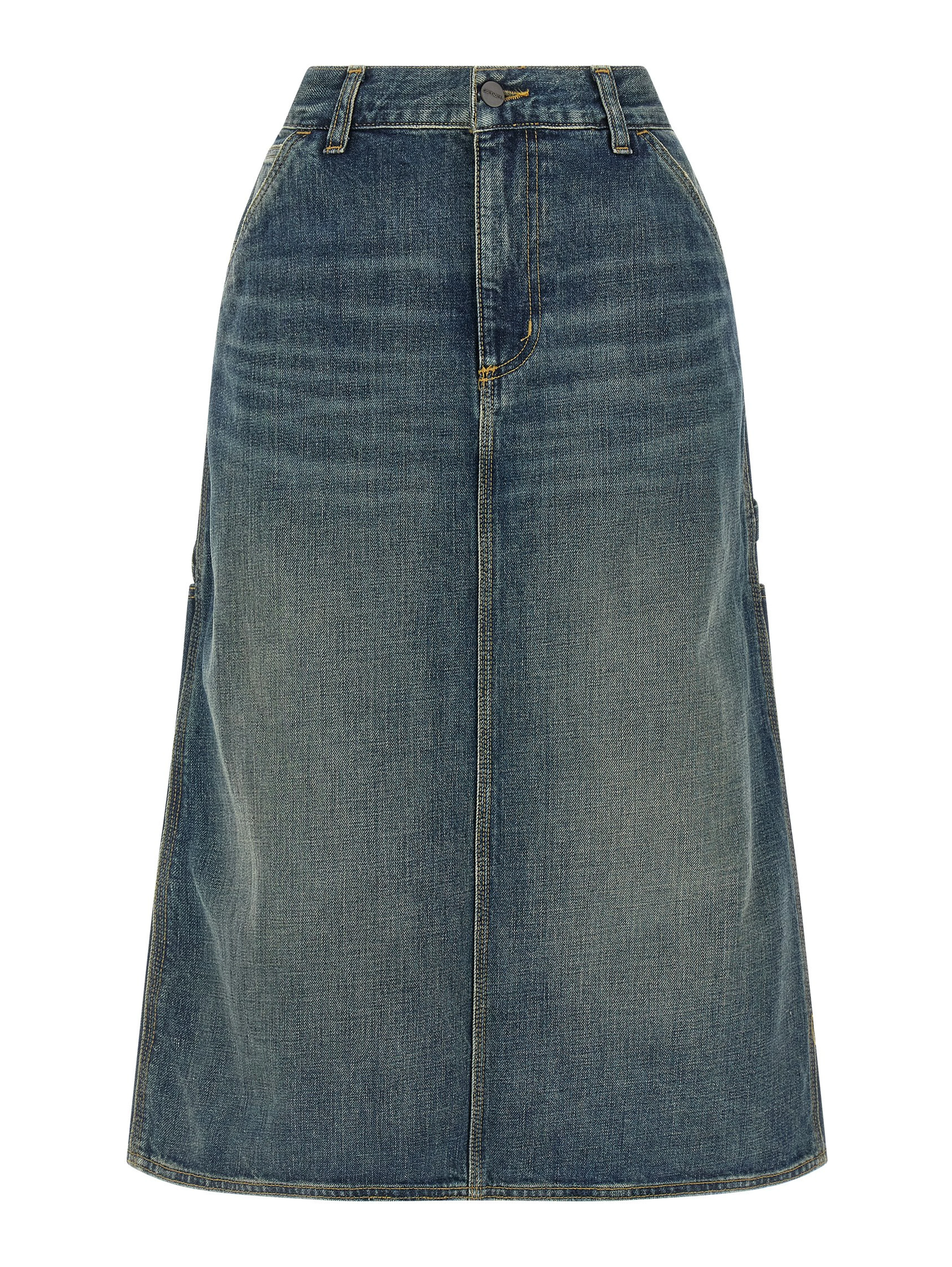 Blue Cotton Midi Skirt