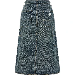 Blue Cotton Midi Skirt
