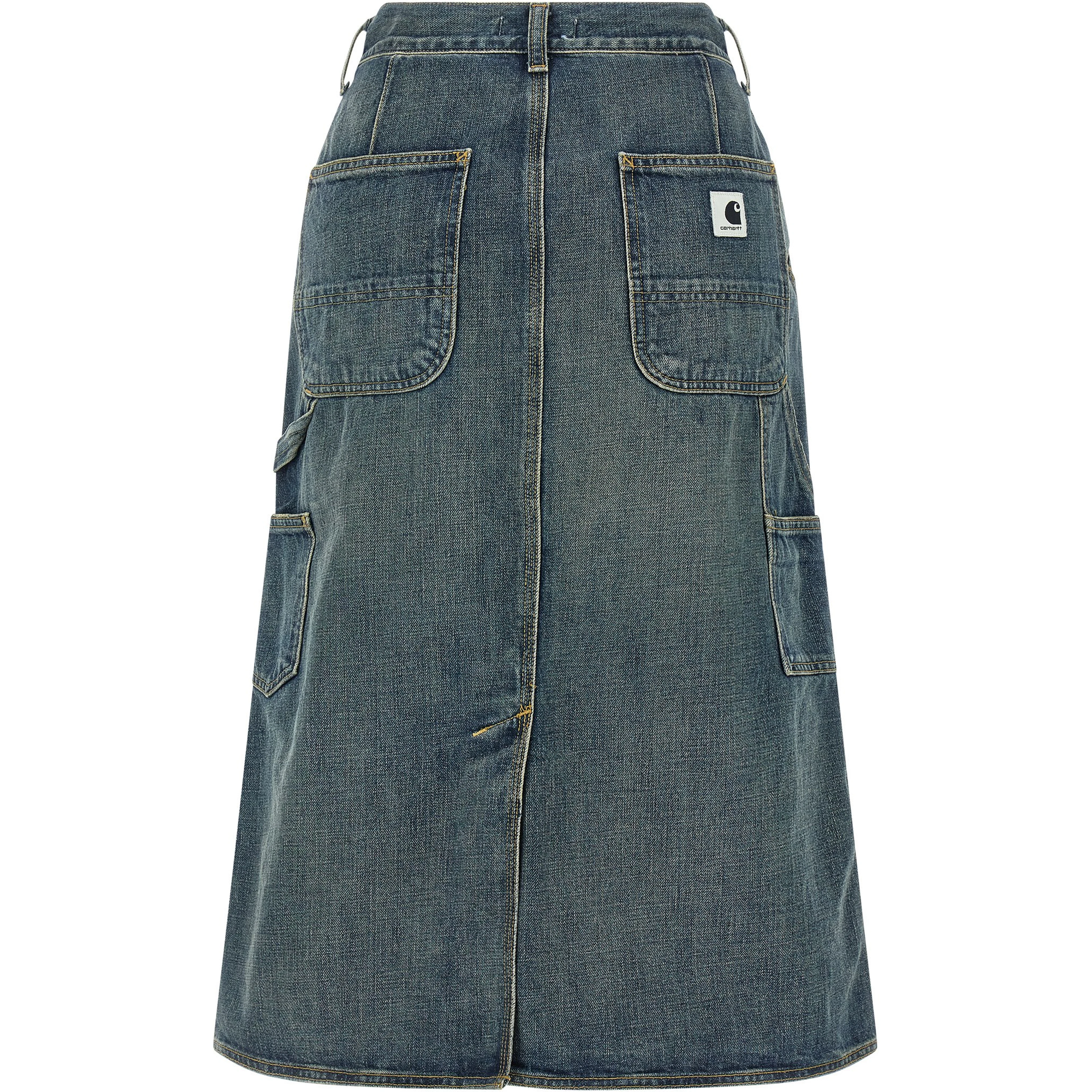 Blue Cotton Midi Skirt