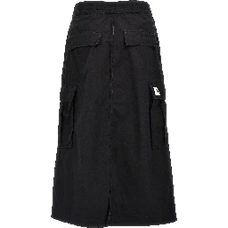 Black Cotton Midi Skirt