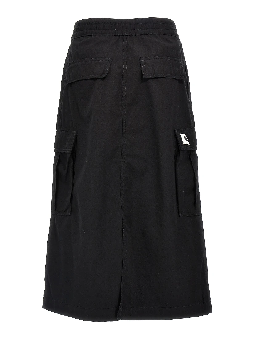 Black Cotton Midi Skirt