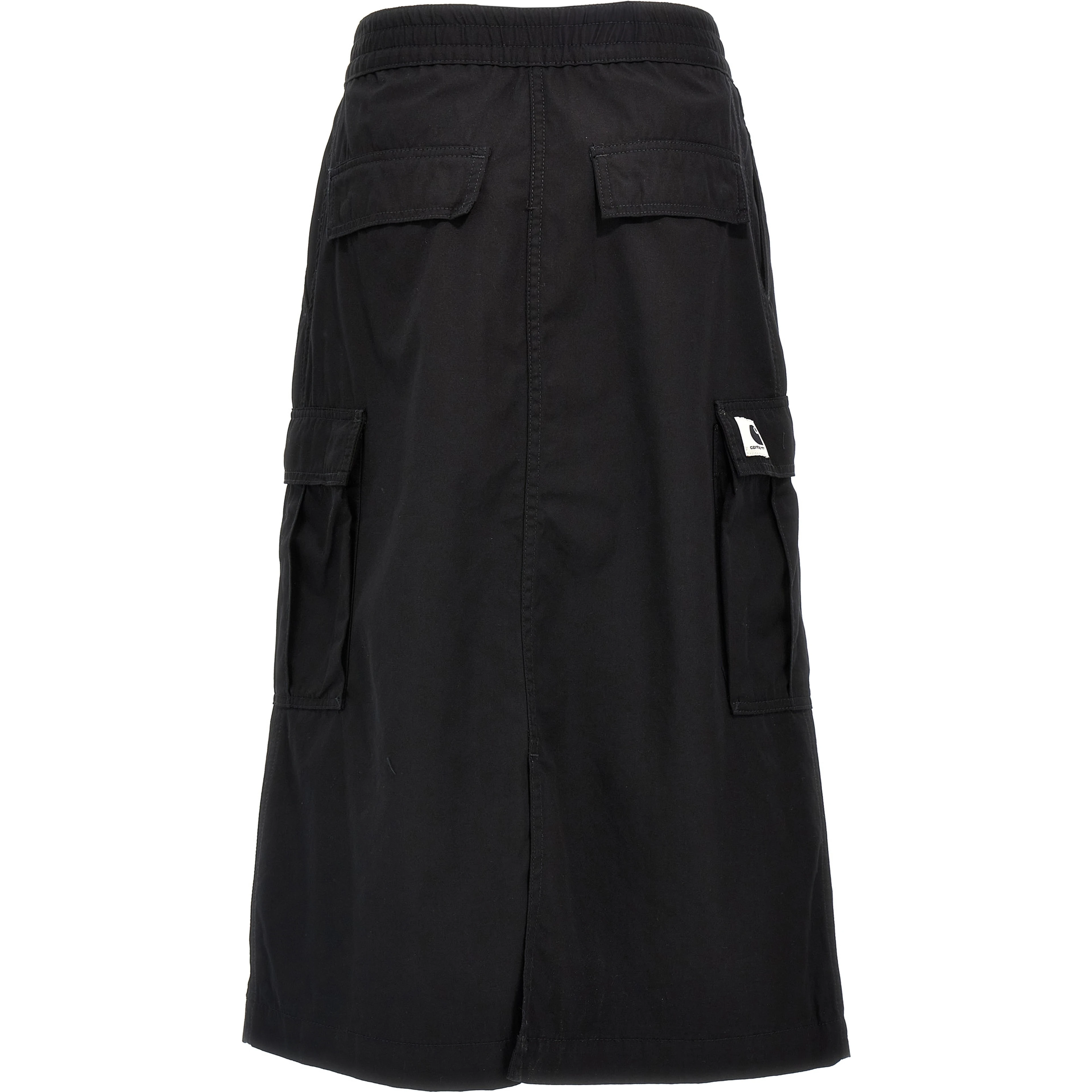 Black Cotton Midi Skirt