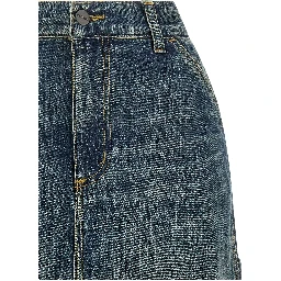 Blue Cotton Midi Skirt
