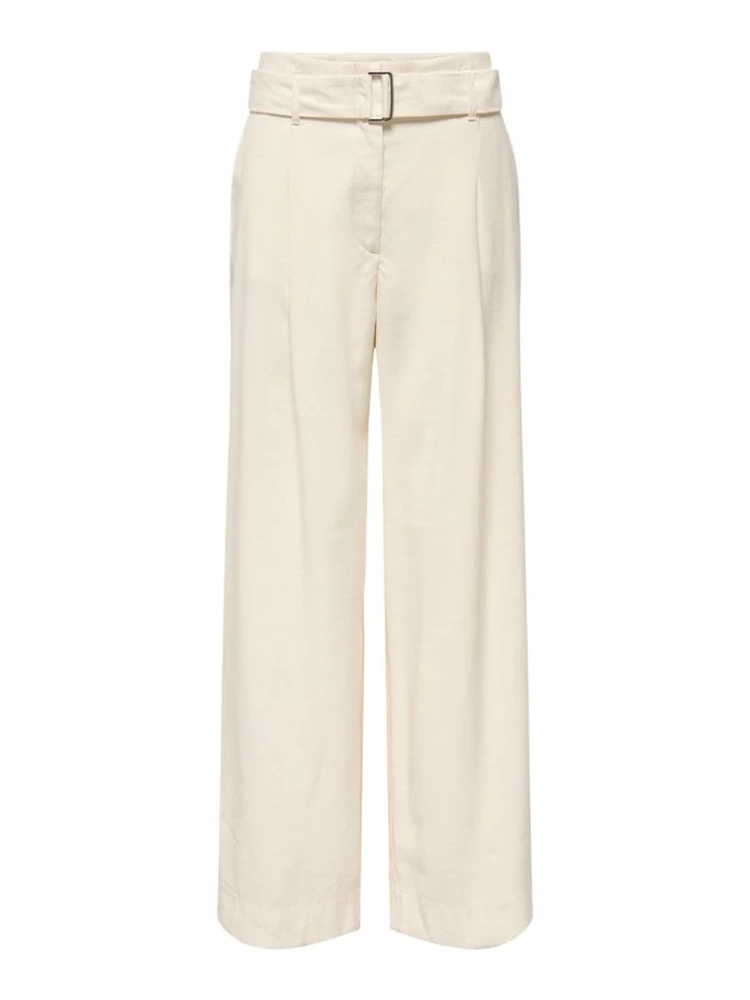 Cream Polyester Dress Pants