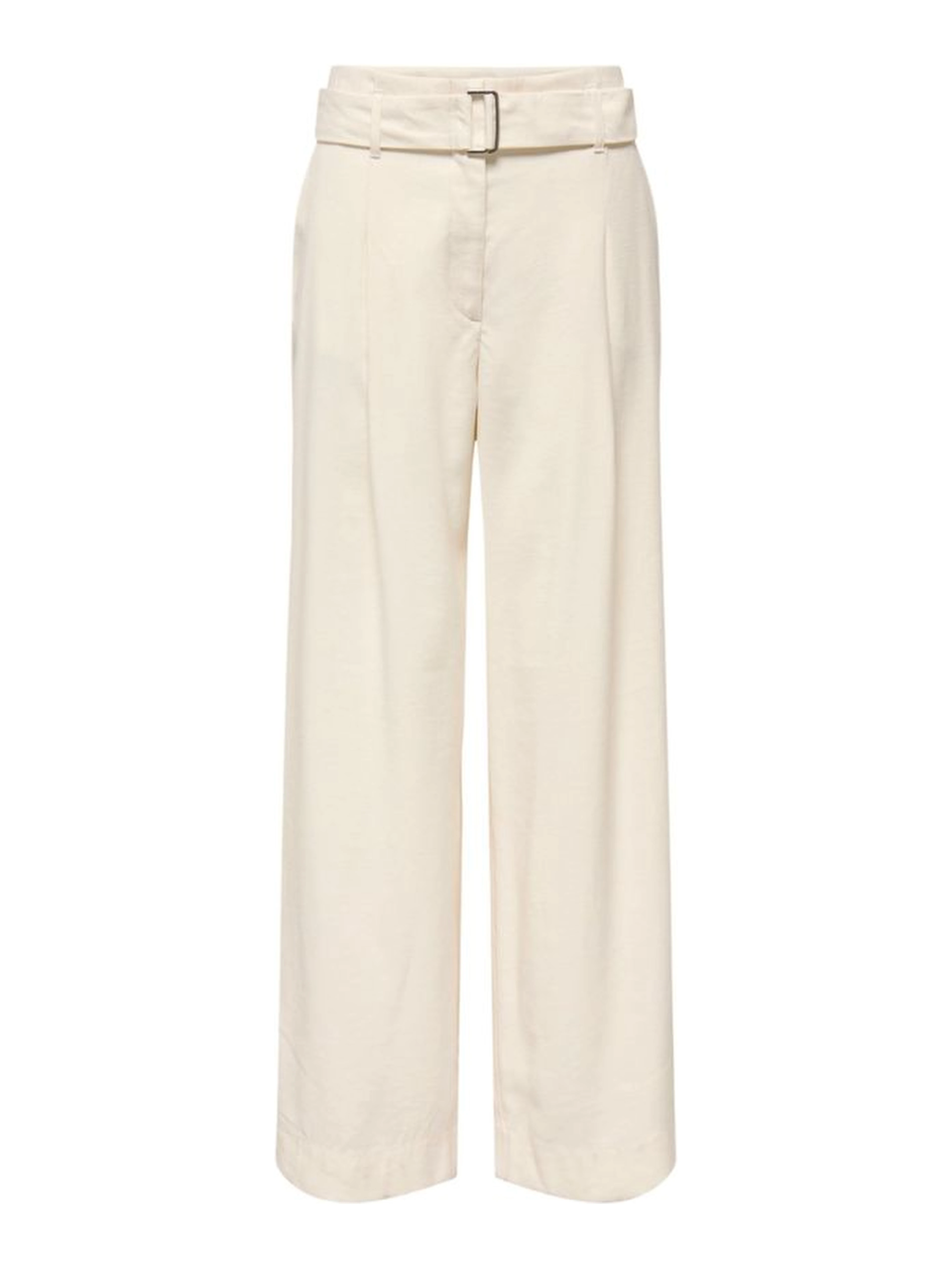 Cream Polyester Dress Pants