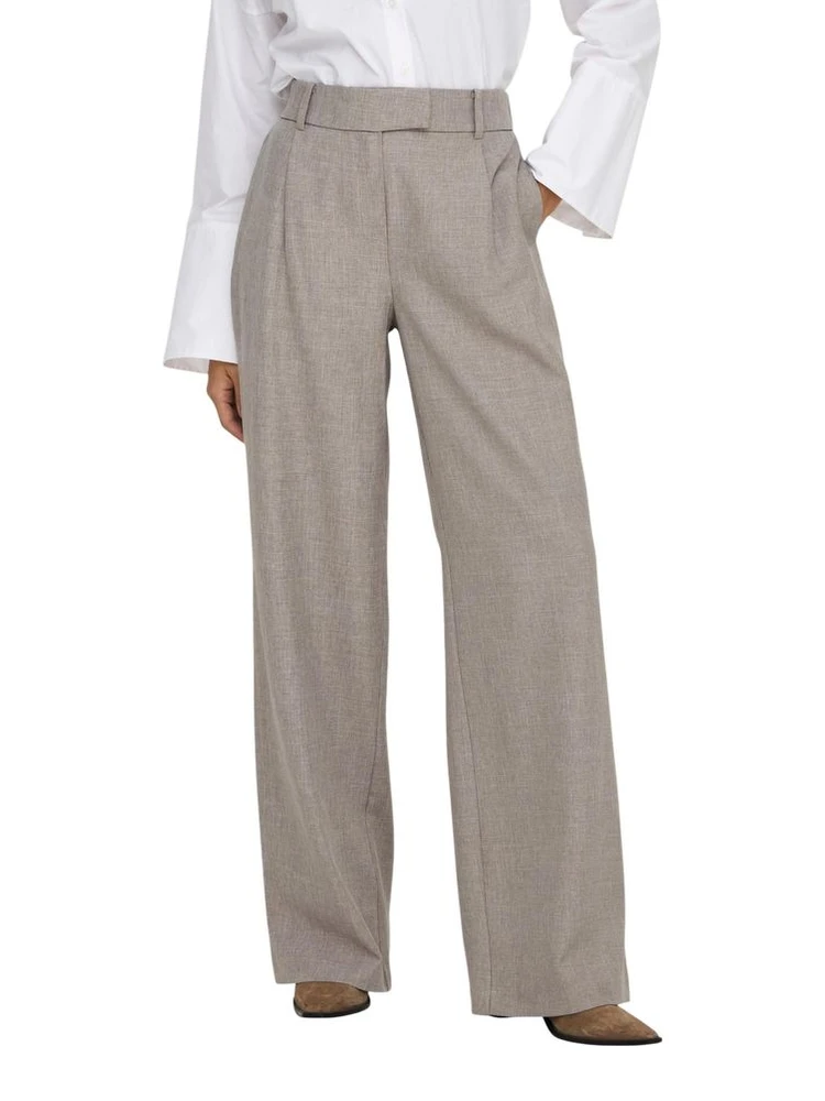 Beige Polyester Dress Pants