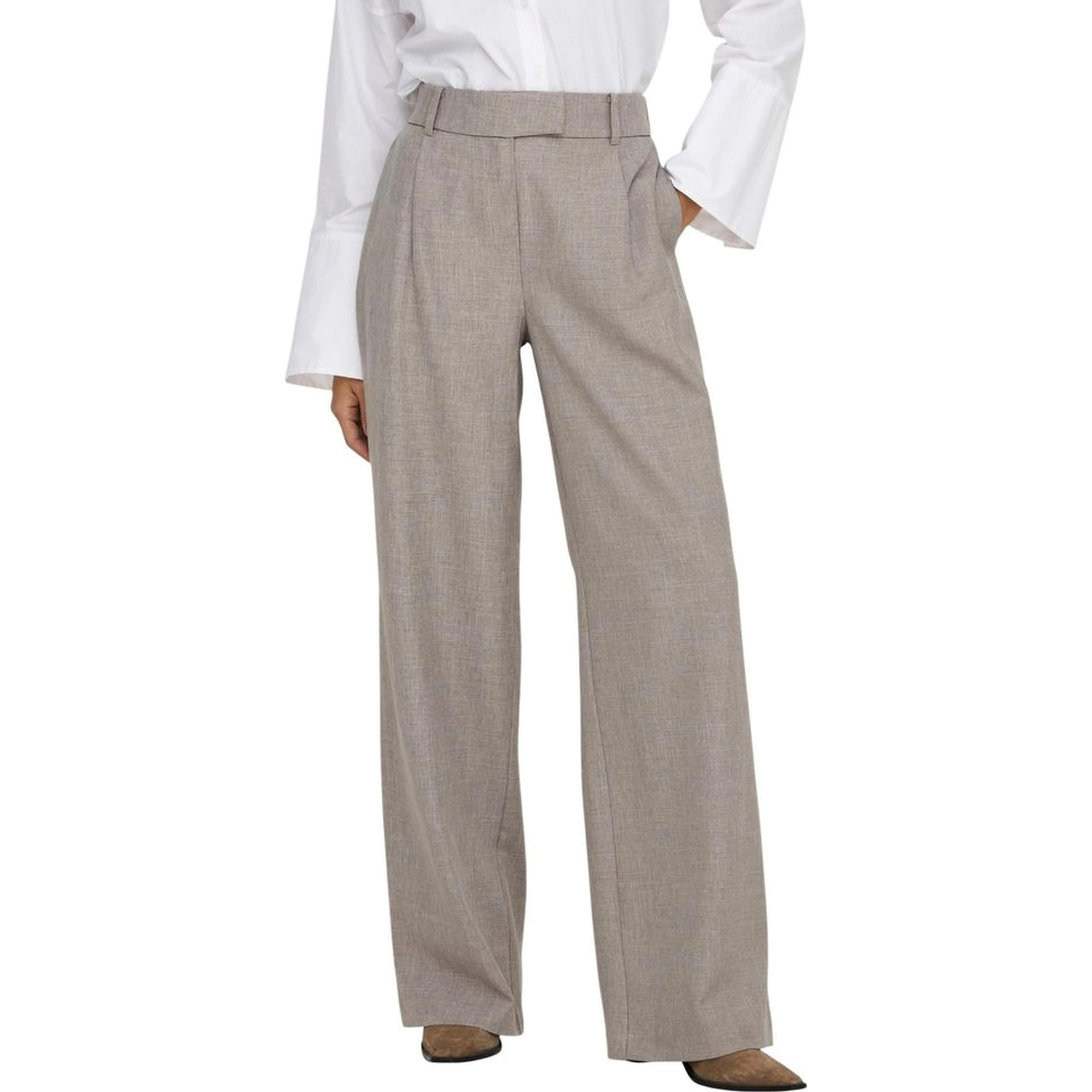 Beige Polyester Dress Pants