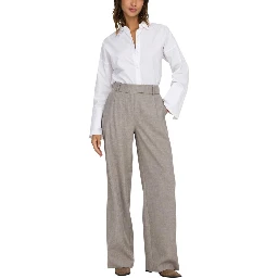 Beige Polyester Dress Pants