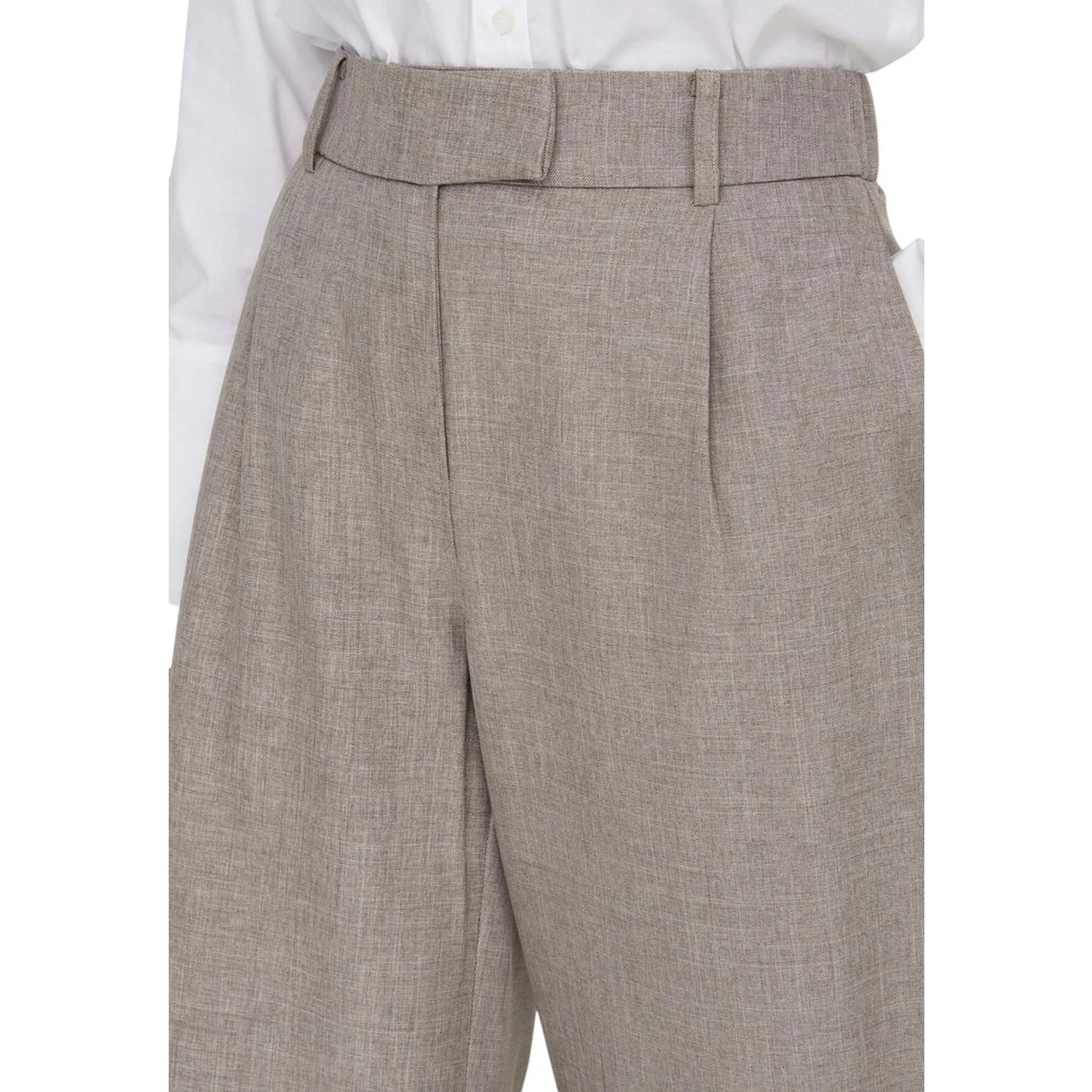 Beige Polyester Dress Pants