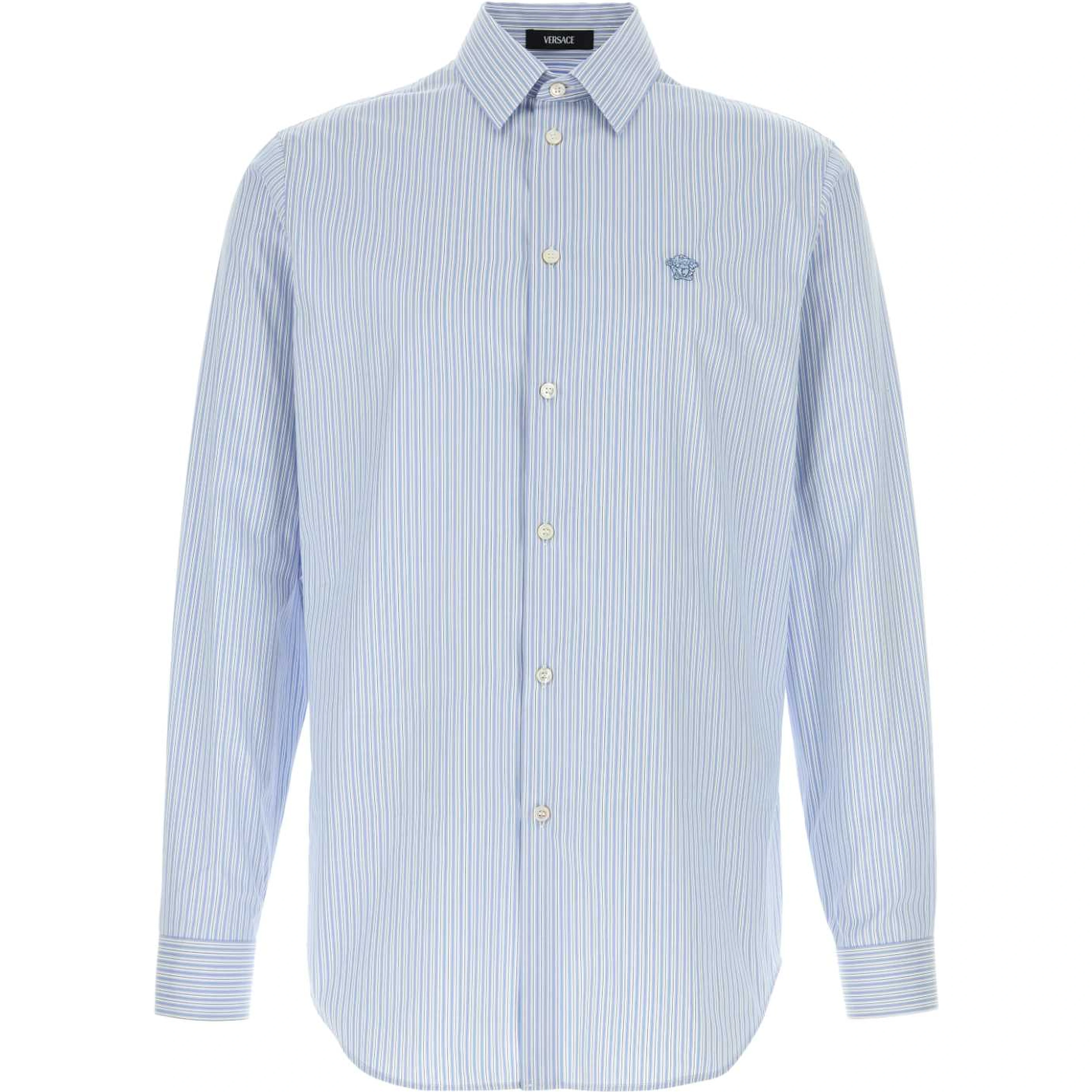 INFORMAL SHIRT STRIPED POPLIN + MEDUSA EMBROIDERY