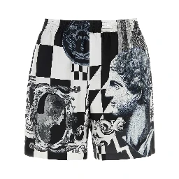 SHORTS SILK TWILL PRINT MEDUSA COLLAGE