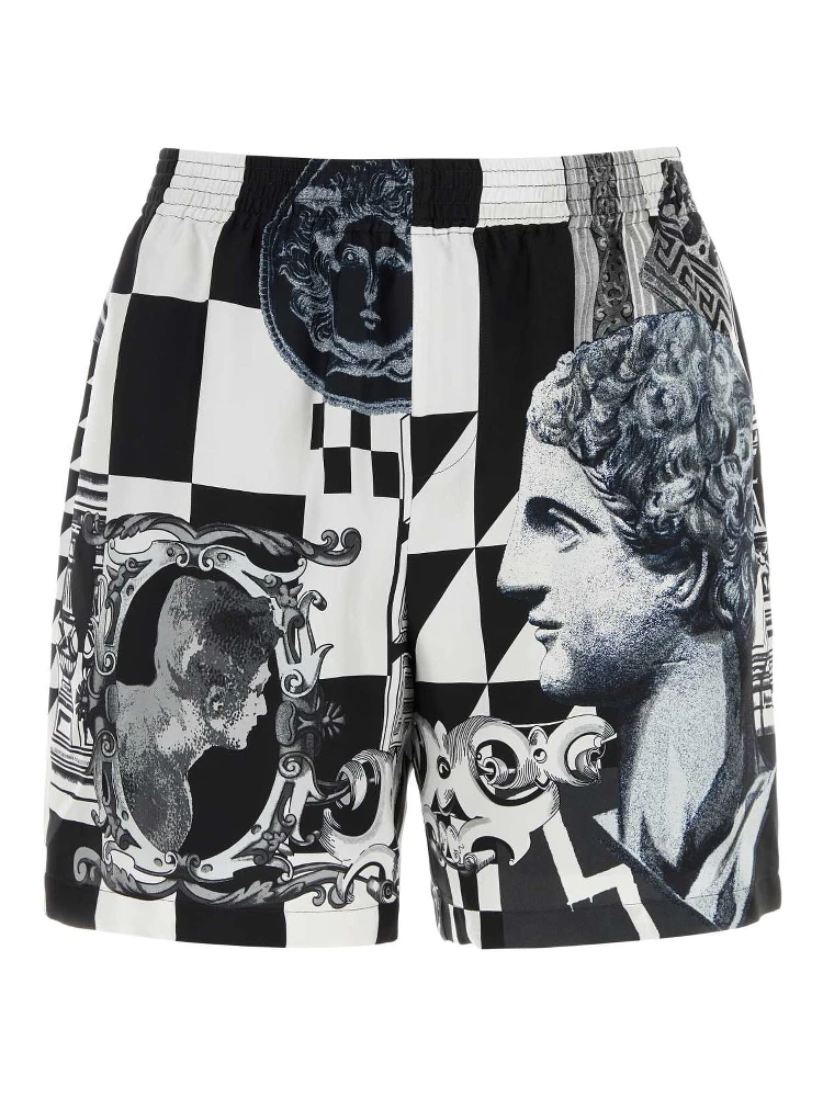 SHORTS SILK TWILL PRINT MEDUSA COLLAGE