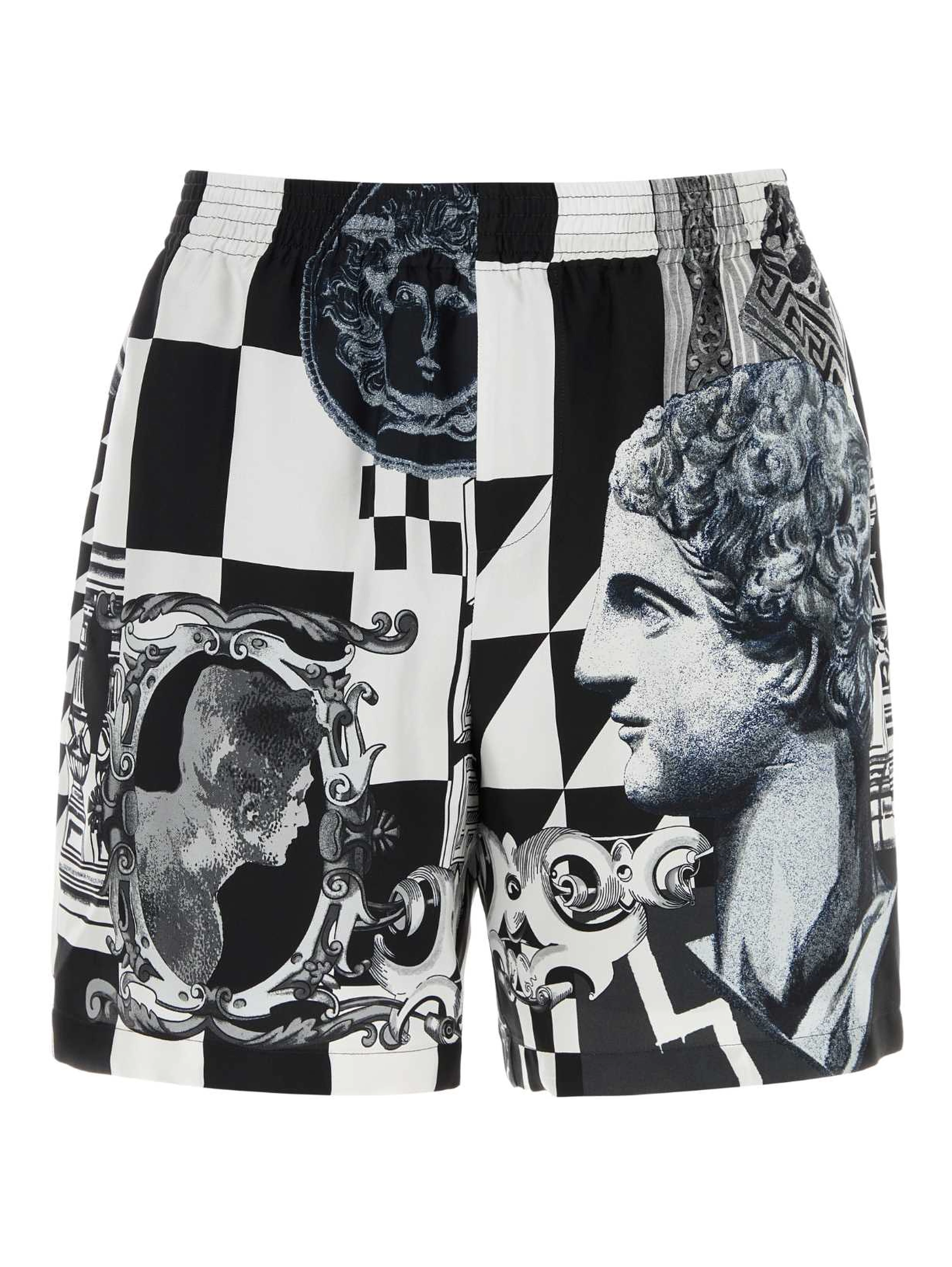 SHORTS SILK TWILL PRINT MEDUSA COLLAGE