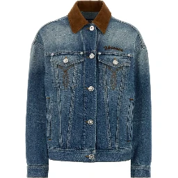 BLOUSON DENIM STONE WASH SOFTENED WITH LEATHER INS