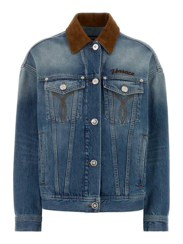 BLOUSON DENIM STONE WASH SOFTENED WITH LEATHER INS