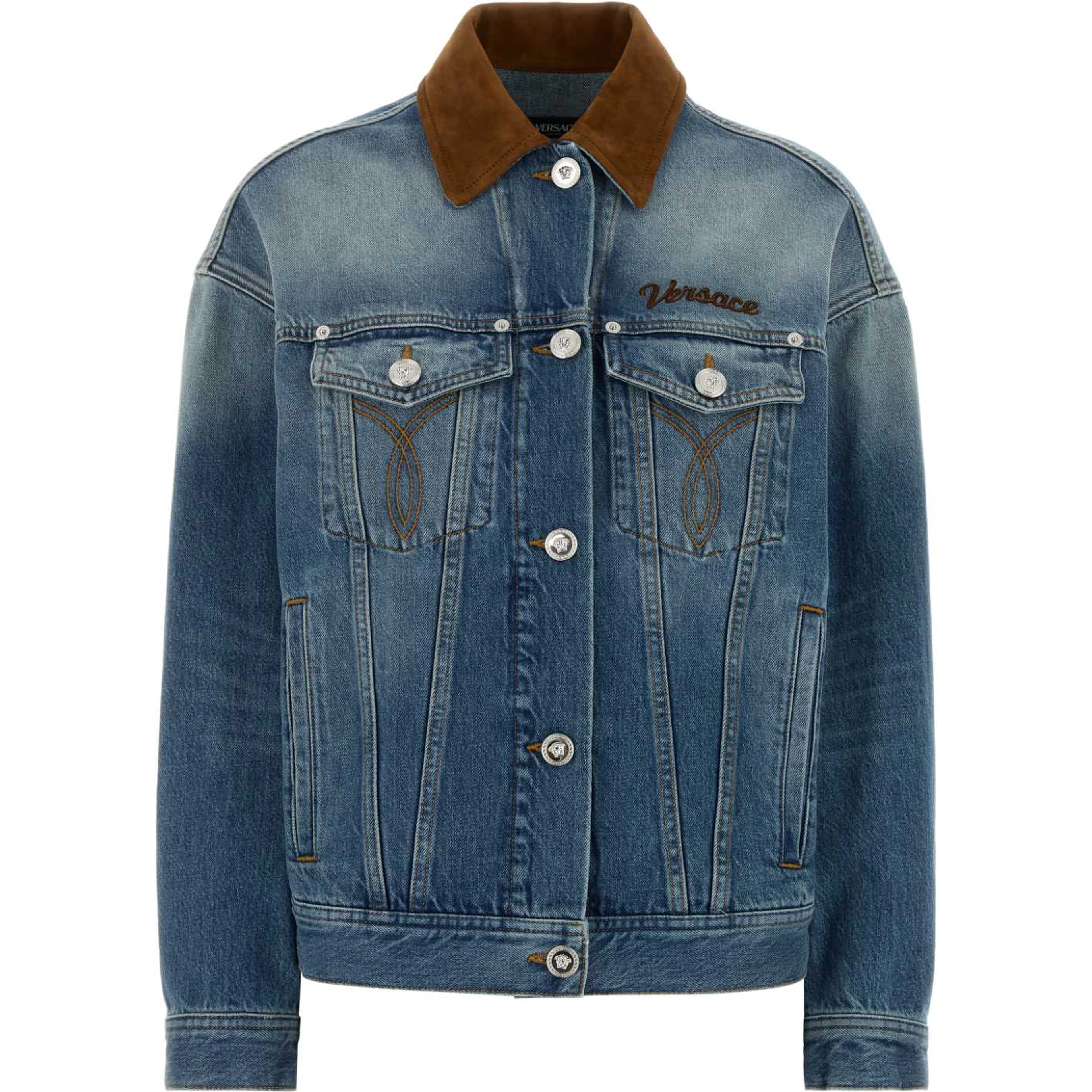 BLOUSON DENIM STONE WASH SOFTENED WITH LEATHER INS