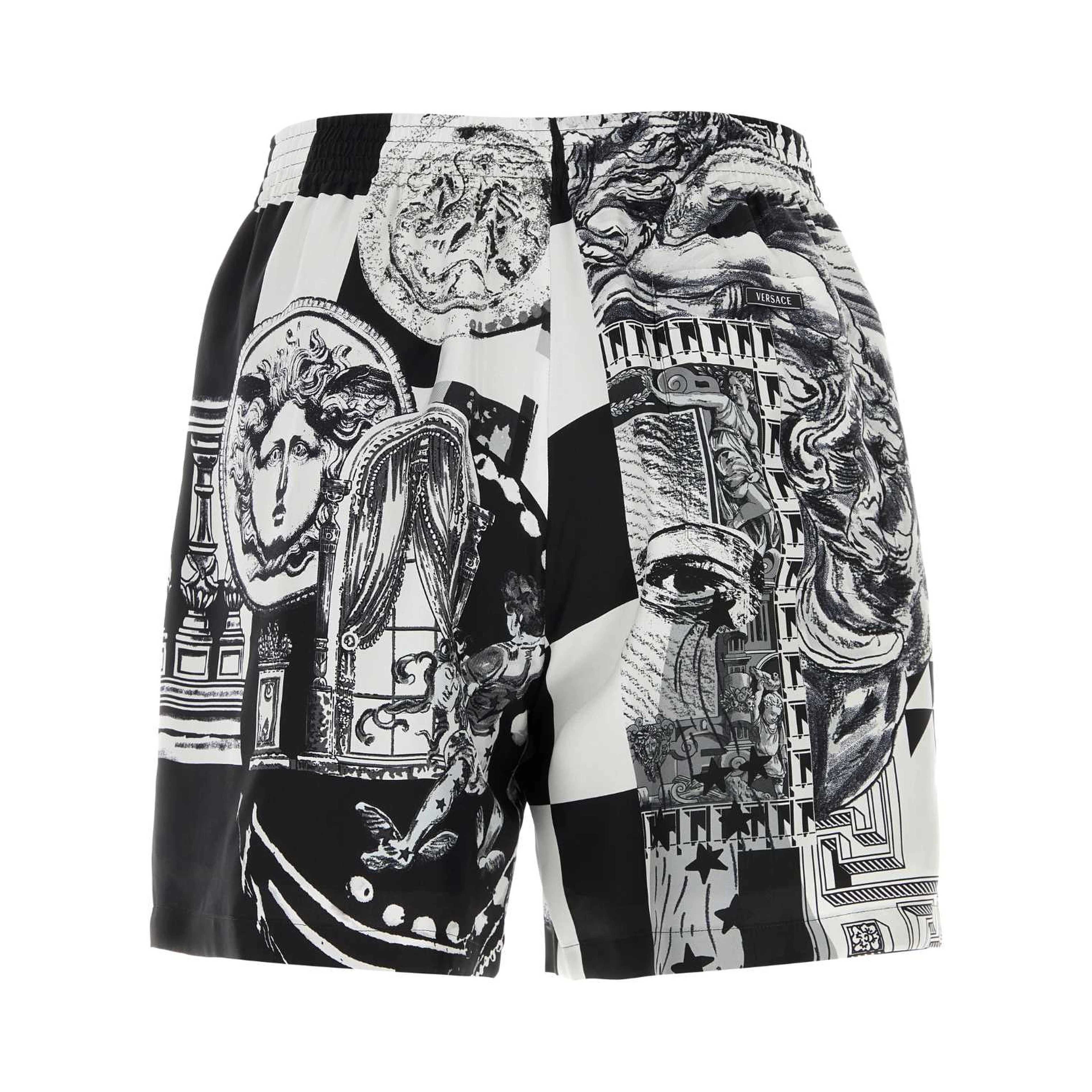 SHORTS SILK TWILL PRINT MEDUSA COLLAGE