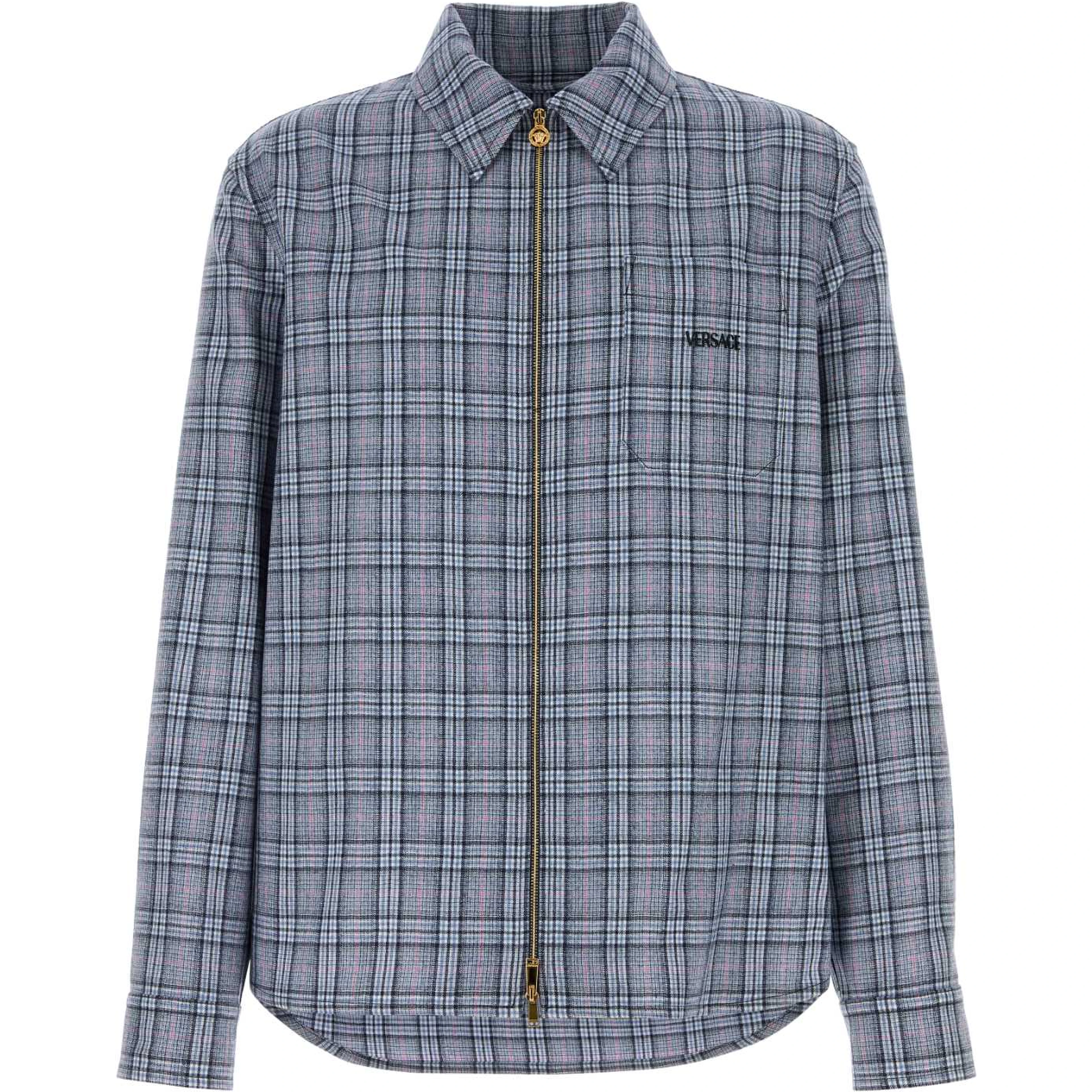BLOUSON CHECK WOOL FLANNEL WITH VERSACE EMBROIDERY