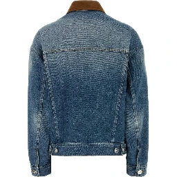 BLOUSON DENIM STONE WASH SOFTENED WITH LEATHER INS