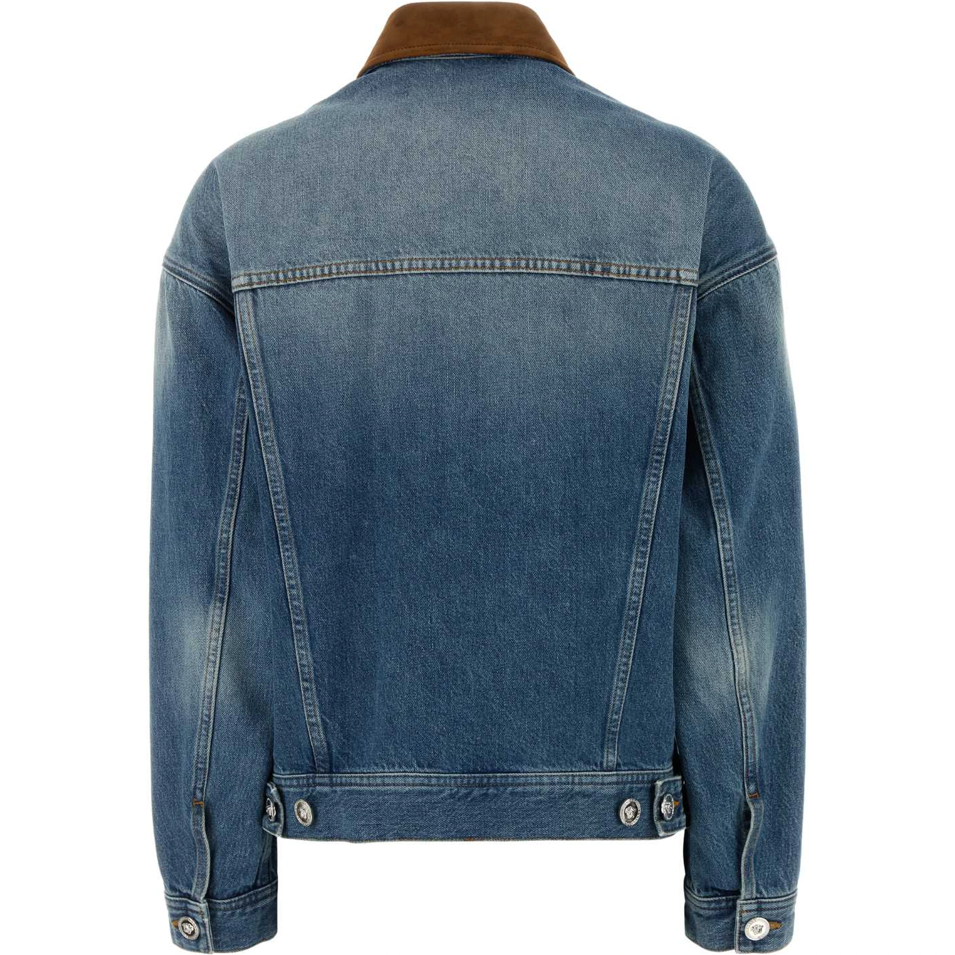 BLOUSON DENIM STONE WASH SOFTENED WITH LEATHER INS