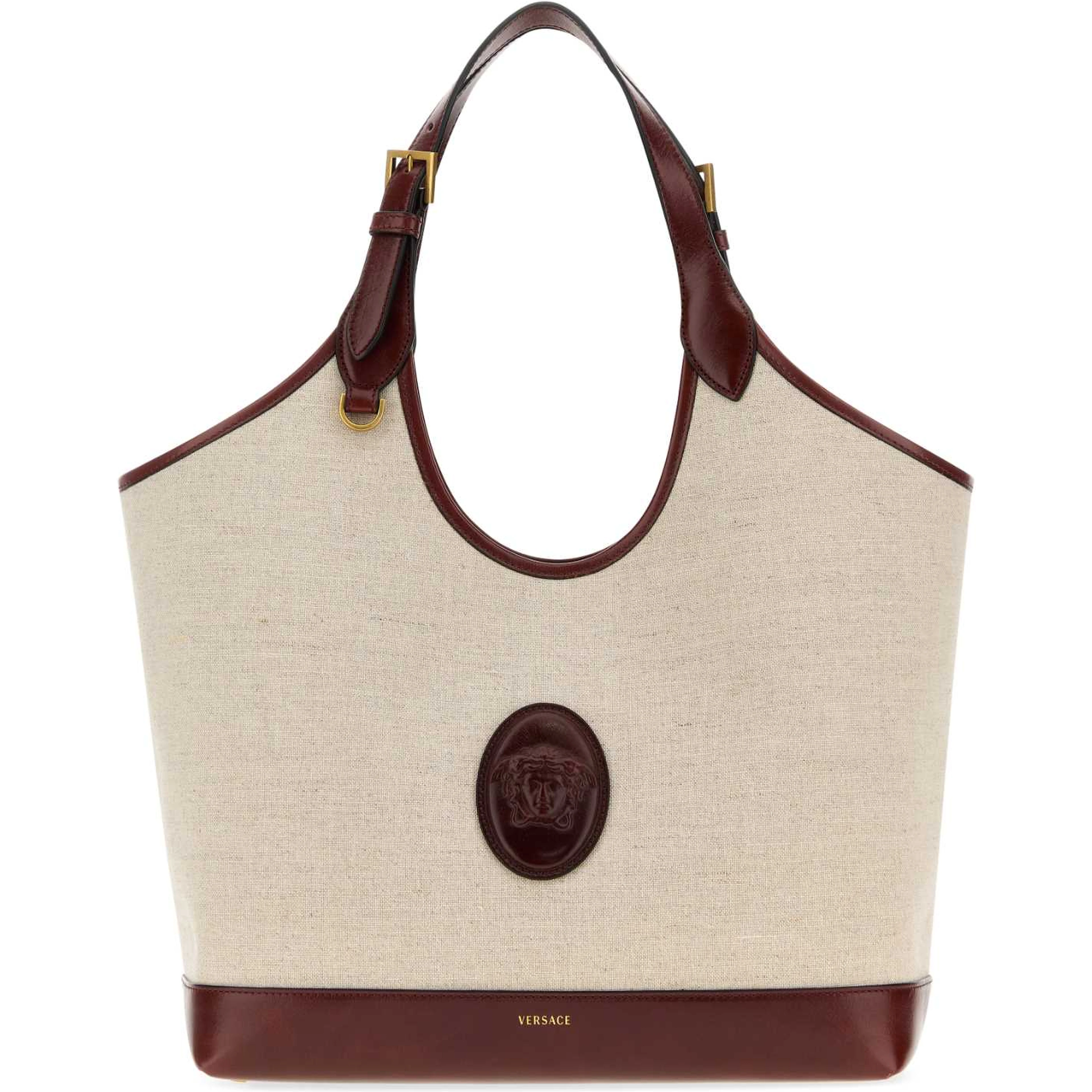 LARGE TOTE FABRIC+CALF LEATHER