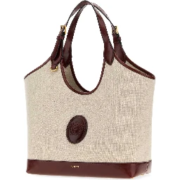 LARGE TOTE FABRIC+CALF LEATHER
